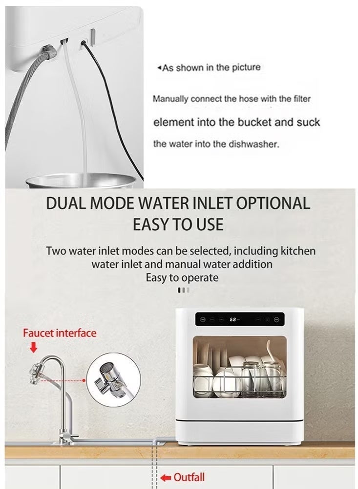 ايتي لايف غسالة أطباق على الموقد، غسالة أطباق ذاتية بدون تركيب، 4 برامج، تعقيم عالي الحرارة وتجفيف هواء ساخن لـ 8 أشخاص - Image 5